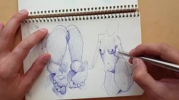 play Sketsa cepat dengan pulpen parker, buku sketsa saya, doggy-style, fetish kaki